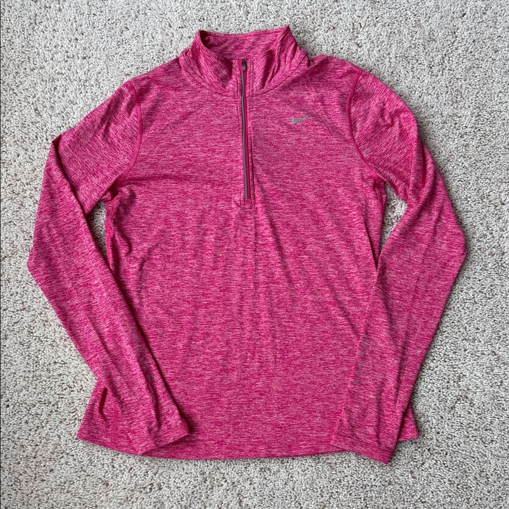Nike Women's Heathered Pink Long Sleeve 1/4 Zip